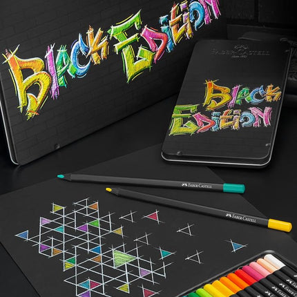 Faber-Castell Blackwood 116413 Colouring Pencils, Black Edition, 12 Metal Case