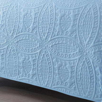 Chezmoi Collection Austin 3-Piece Oversized Bedspread Coverlet Set (Queen, Chambray Blue)