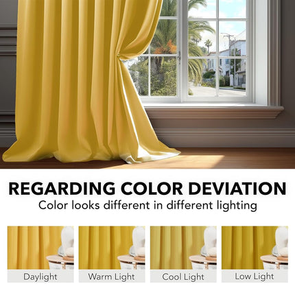 Deconovo Petits Rideaux Occultants Courts pour Petites Fenêtres Rideaux Thermiques Isolants à Passe-Tringle et à Pattes Arrière 42 po L x 45 po H Jaune Doux 2 Panneaux