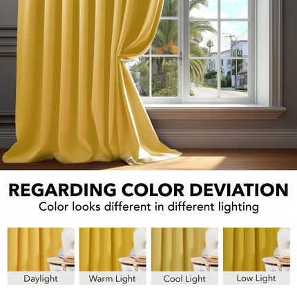 Deconovo Paneles de cortina opaca para habitación infantil, cortinas oscurecedoras con pestañas traseras y bolsillo para barra, 42 x 72 pulgadas, amarillo suave, 2 paneles