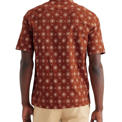 Dockers Mens Short Sleeve Camp Collar Shirt (Regular and Big & Tall), Orange - Mirage Picante (Slub), Medium