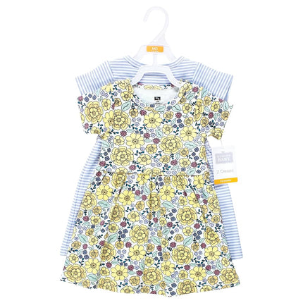 Vestidos de algodón Hudson Baby para bebé niña, estampado floral amarillo, 0-3 meses
