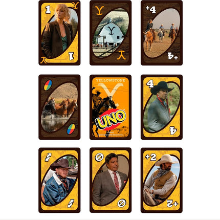 Mattel Games UNO Yellowstone Card Game for Kids, Adults, Families & Parties with Deck & Special Rule Inspired by the TV Show