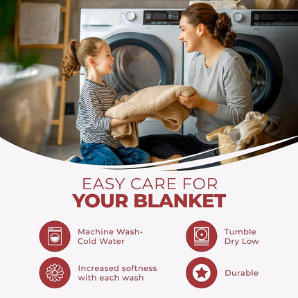 Superior Diamond Weave Blanket, 100% Cotton Cover for Home, Couch, Bed, Soft, Warm Blankets, Boho Aesthetic, Comfy, Cozy, and Cute Covers, Decorative Bedding Essentials, Throw, Burgundy