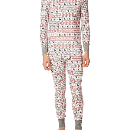 Fruit of the Loom mens Recycled Waffle Thermal Underwear Set (Top and Bottom), Fair Isle White, S