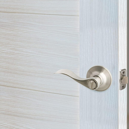 Design House Springdale Privacy Door Lever for Bedrooms and Bathrooms, Fits Standard Doors, Satin Nickel, 700492