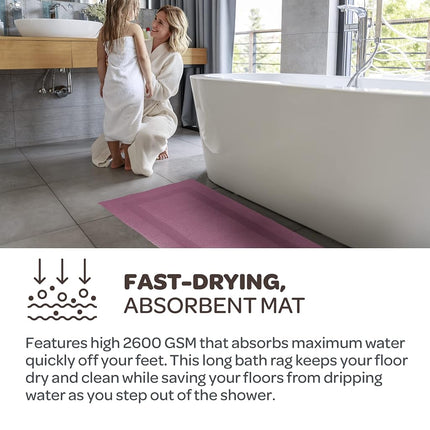 Bedford Home 100 Percent Cotton Reversible Long Bath Rug - Rose - 24x60