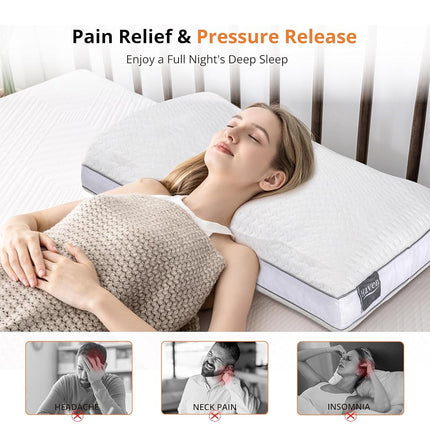 EGOHOME Shredded Memory Foam Pillows, Bed Pillows for Sleeping, Standard Pillow for Side Back Stomach Sleepers, Neck Support Pillow with Washable Removable Cover(28"x 16",1 Pack)