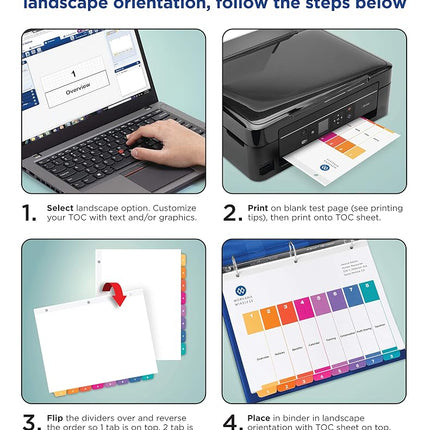 Avery 8 Tab Dividers for 3 Ring Binders, Customizable Table of Contents, Multicolor Tabs, 24 Sets (11168)