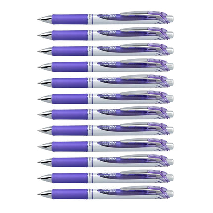 Pentel BL77-V3X EnerGel Retractable Gel Rollerball Pen 0.7mm Ball Diameter = 0.35mm Line Width Refillable Pack of 12 Lilac