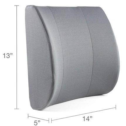 Duro-Med Contour Foam Lumbar Back Support Cushion Pillow with Strap, Gray