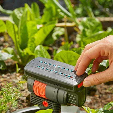 GARDENA (18709-81) Up to 2300 sq ft - ZoomMaxx Adjustable Oscillating Sprinkler on Metal Step Spike for Watering Large Area Lawn, Yard and Garden. Quick Connect Included for Ease of Connection.