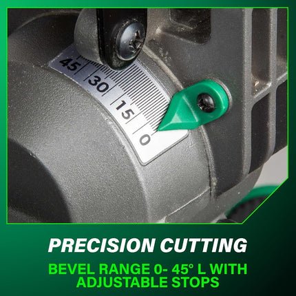 Metabo HPT - 10" Composite Miter Saw, Xact Cut LED Shadow Line System, Precision Miter Angles, 0-45° Single Bevel, 40T TCT Blade, Positive Stops, Lightweight Design