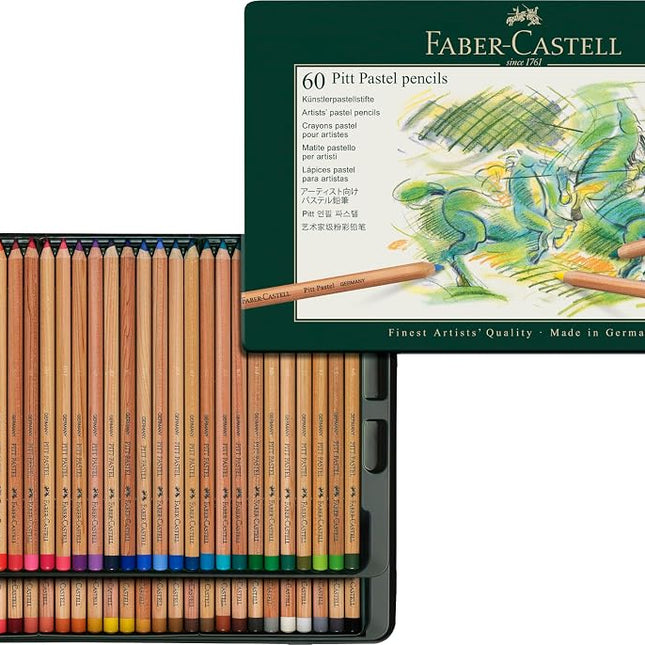 Faber-Castell Pitt Pastel Colour Pencils Tin of 60, Assorted, (27-112160)