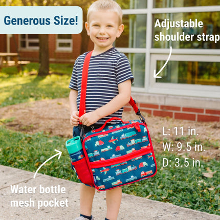 Wildkin Kids ECO rPET Insulated Lunch Box – Keeps Food Hot or Cold, Easy-Clean Lining, Mesh Pockets & BPA-Free – Boys & Girls, Ideal for School, Travel & Daycare – Transportation