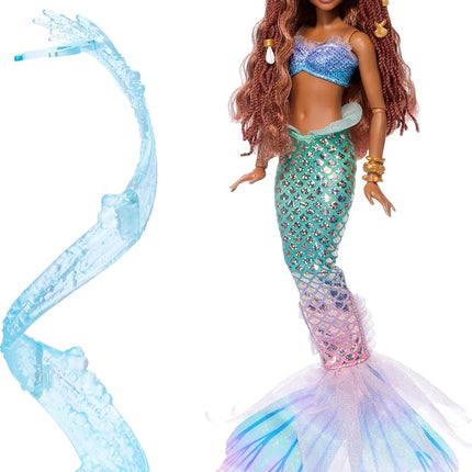 Disney The Little Mermaid Deluxe Mermaid Ariel Doll with Iridescent Tail, Hair Jewelry Beads, and Doll Stand, HNF42