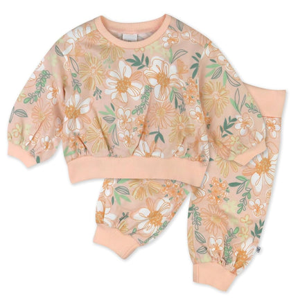 HonestBaby Multipack Pullover Hoodie Sweatshirt Jogger Sweatpants Sets Organic Cotton Baby Toddler Boys Girls Unisex T-Shirt Set for Babies and Toddlers Babies Children, Flower Peach Blossom, Recién