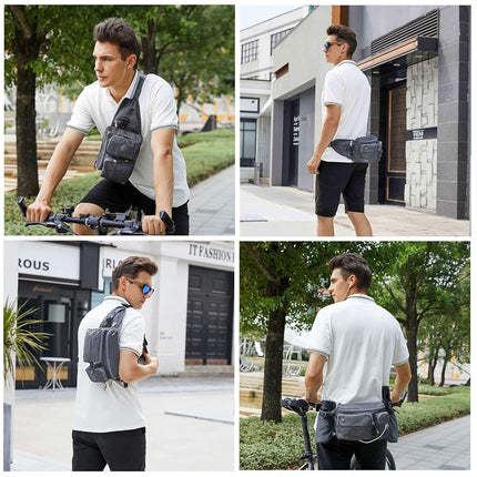 TUDEQU Large Fanny Pack with Water Bottle Holders, Dog Walking Waist Pack, Hiking Waist Pack, Men's Waist Bag