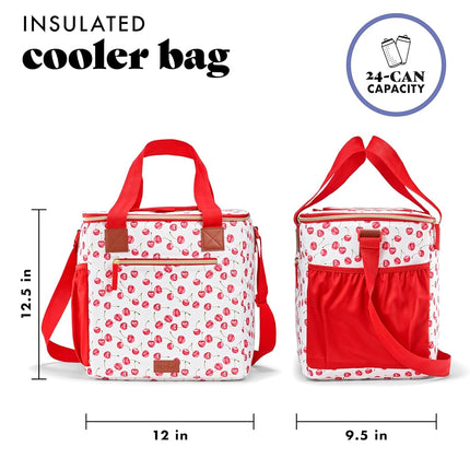 Fit & Fresh, 24-Can Soft Cooler Bag Insulated Leak-Resistant, Portable Soft Cooler, Large Cooler, Soft Sided Cooler Bag, Travel Cooler, Cherry