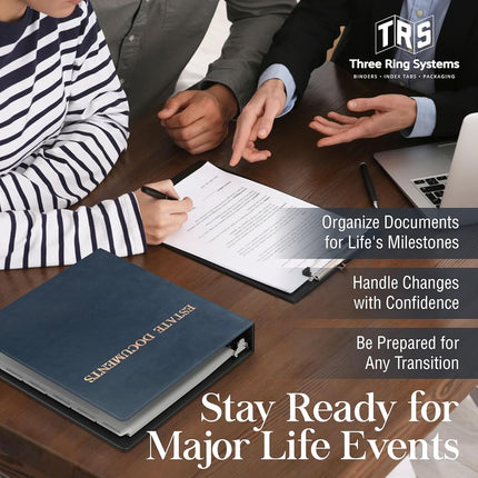 Estate Planning Portfolio- 1.5" Faux Leather Binder with Inserts (Navy)
