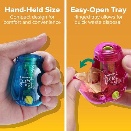 Bostitch Twist-N-Sharp Pencil Sharpener, Assorted Colors (PS1-ADJ)