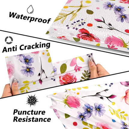 Poly Mailers 12x15.5 Inch, 50 Pack, Flower Self-Seal Shipping Bags