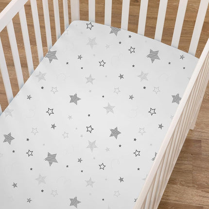 TL Care 100% Natural Cotton Value Jersey Knit Fitted Portable/Mini-Crib Sheet, Super Stars, Soft Breathable, for Boys & Girls