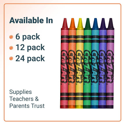 Cra-Z-Art Washable Crayons, Bulk Pack, 24 Count, 6 Packs of Crayons, Bulk School Supplies for Classroom, Back to School Essentials