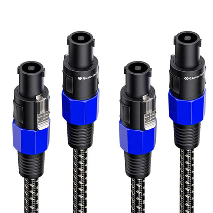 Cable Matters 2-Pack, Premium Braided 12AWG Speaker Cable 6 ft Compatible with Speakon NL4FC Port