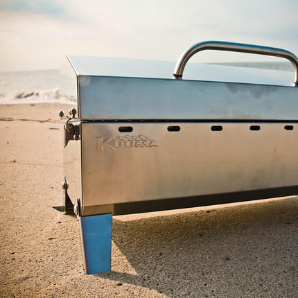 Kuuma "Kuuma Premium Stainless Steel Mountable Charcoal Grill w/Inner Lid Liner by Camco -Compact Portable Size Perfect for Boats, Tailgating and More - Stow N Go 160"" (58110)", silver