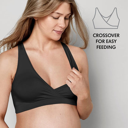 Medela Keep Cool Sleep Bra | Seamless Maternity & Nursing Sleep Bra with Full Back Breathing Zone and Soft Touch Fabric, Black, S