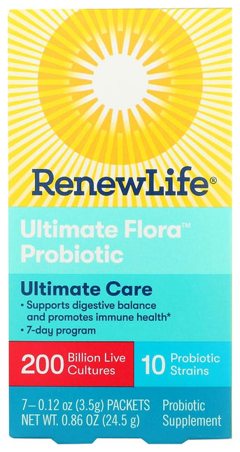 Renew Life Adult Probiotic - Ultimate Flora Probiotic Extra Care, Probiotic Supplement - 200 Billion - 7 Day Program,7 Count (Pack of 1)