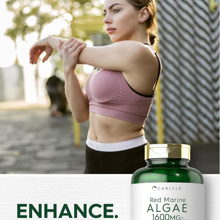 Red Marine Algae 1600mg | 200 Capsules | Vegetarian Supplement | Non-GMO, Gluten Free | by Carlyle