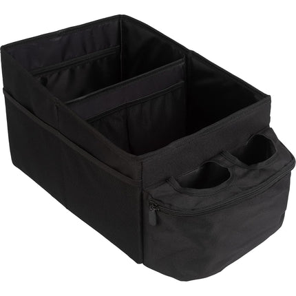 Stalwart Backseat Car Organizer - Collapsible Car Storage Box with Cupholders and Partitions for Front or Back Seat - Road Trip Essentials