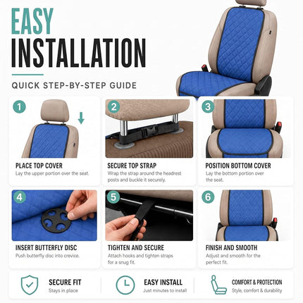 FH Group FH1016BLUE-AVC Universal Fit Front Set NeoSupreme Blue Automotive Seat Protectors fits Most Cars, SUVs, and Trucks, One Cover