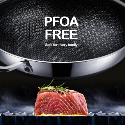 DOTCLAD Hybrid 12 inch Wok pan with Lid, PFOA and PTFE Free Cookware,Non Stick Stainless Steel Woks & Stir-Fry Pans Nonstick, Dishwasher and Oven Safe, Works on Induction, SF-Wok1