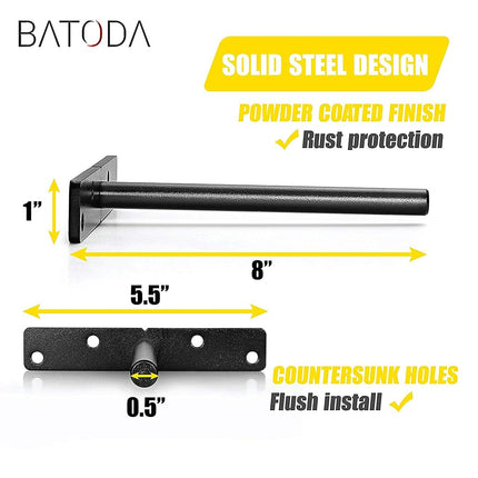 BATODA - 8" Heavy Duty Floating Shelf Bracket (6 pcs) – Solid Steel Blind Shelf Supports - Hidden Brackets for Floating Wood Shelves - Screws and Wall Plugs Included (Large Size)