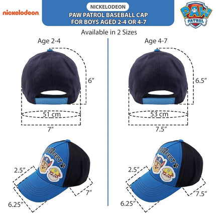 Nickelodeon Baseball Cap, Paw Patrol Marshall Adjustable Toddler 2-4 Or Boy Hats for Kids Ages 4-7, Blue, 4-7 Years