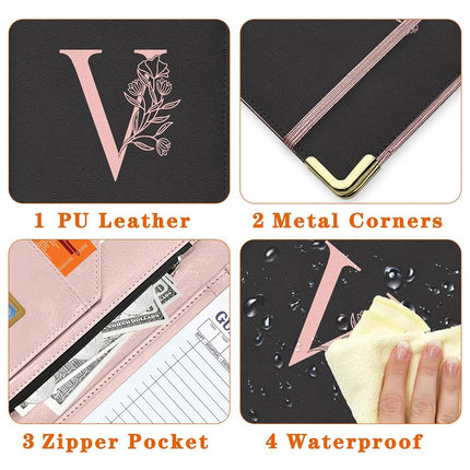 YeeCASE Waiter's Book, Alphabet Waitress, Waitress Book Leather with Zip Pocket, Server Manual for Server Apron (V)