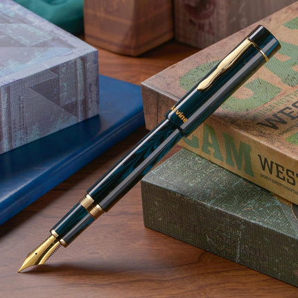 Asvine C2000 Germany Cumberland Ebonite Fountain Pen #8 Fine Nib, Large Handcraft Pen with Converter Pen Box Collection Set- Blue