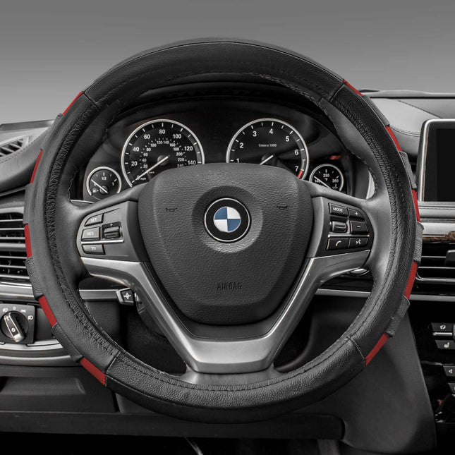 FH Group Universal Fit Microfiber Embossed Leather Beige Steering Wheel Cover Fits Most Cars, SUVs
