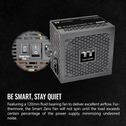 Fuente de alimentación Thermaltake GF1 (2024) ATX 850W completamente modular - 80 Plus Gold - Ultra silenciosa - Cero RPM, PS-TPD-0850FNFAGU-P