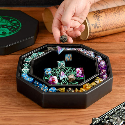 Premium Dice Tray for DND, Detailed World Tree & Wolf Raven Design – 23 CM