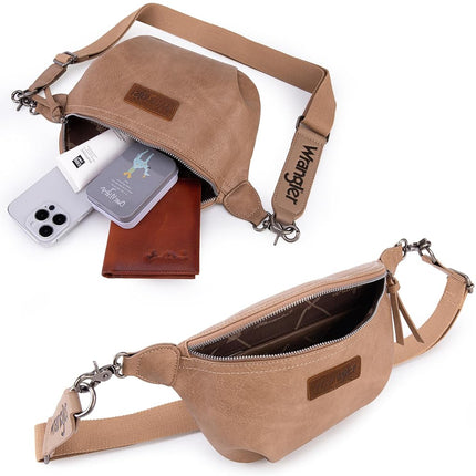 Wrangler Fanny Packs for Women Waist Bag Travel Belt Bags Crossbody Sling Bag for Women, Khaki WG82-194KH