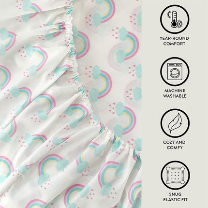 Heritage Kids 3 Piece Sheet Set, Rainbow Print, Twin