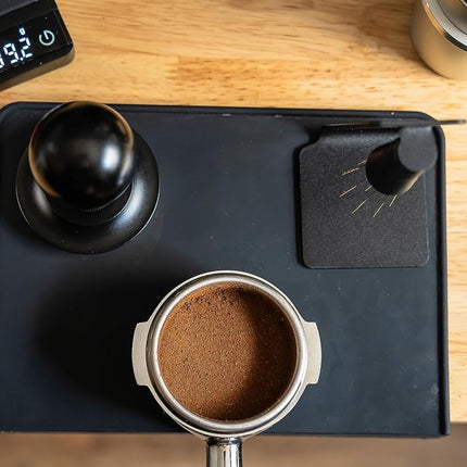MiiCoffee Espresso Tamping Mat, Black Silicone Food Grade Pad 20 X15 cm Coffee Tamper Mat, Coffee Tamp Station, Espresso Accessory, Waterproof and Heat Resistant (Black)
