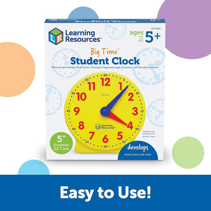 Learning Resources Big Time Student Clock, Ages 5+, Hands-On Time Teaching Aid, Colour-Coded Educational Toy for Early Maths & Telling Skills