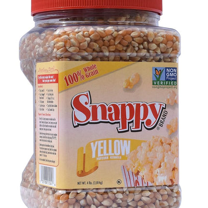 Snappy Yellow Popcorn Kernels, 4lb Resealable Jar