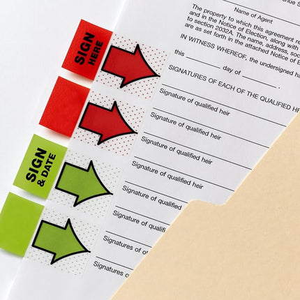 Post-it Sign and Date Flags, 50/Dispenser, 2 Dispensers/Pack, 1 in Wide, Bright Green (680-SD2)
