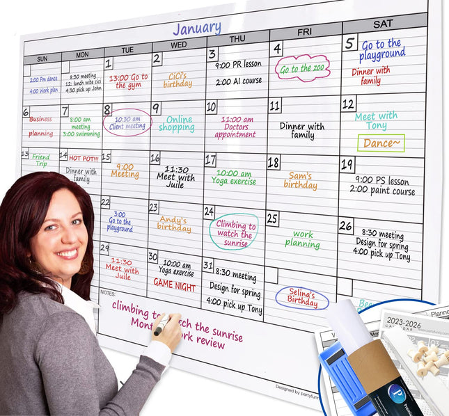 Extra Large Dry Erase Monthly Wall Calendar 38" x 